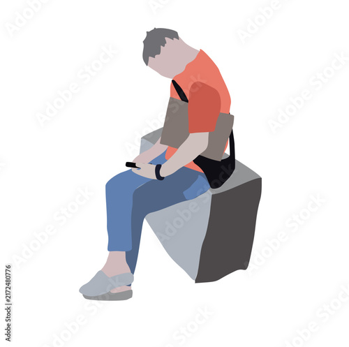 2D image for use as an entourage. Vector flat city infographics Flat design silhouette isolated on white background. Ideal for concepts of travel, lifestyle, commuting, or everyday activity.
