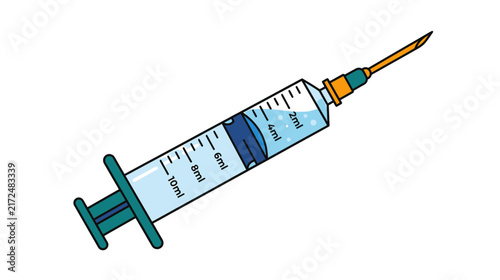 Medical Syringe with Liquid Isolated on Transparent Background