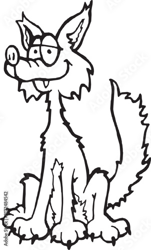 Foto mangy desert coyote line art illustrated cartoon
