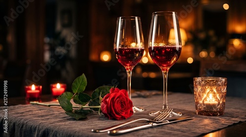 Elegant Wine Glass With Rose For Romantic Celebrations