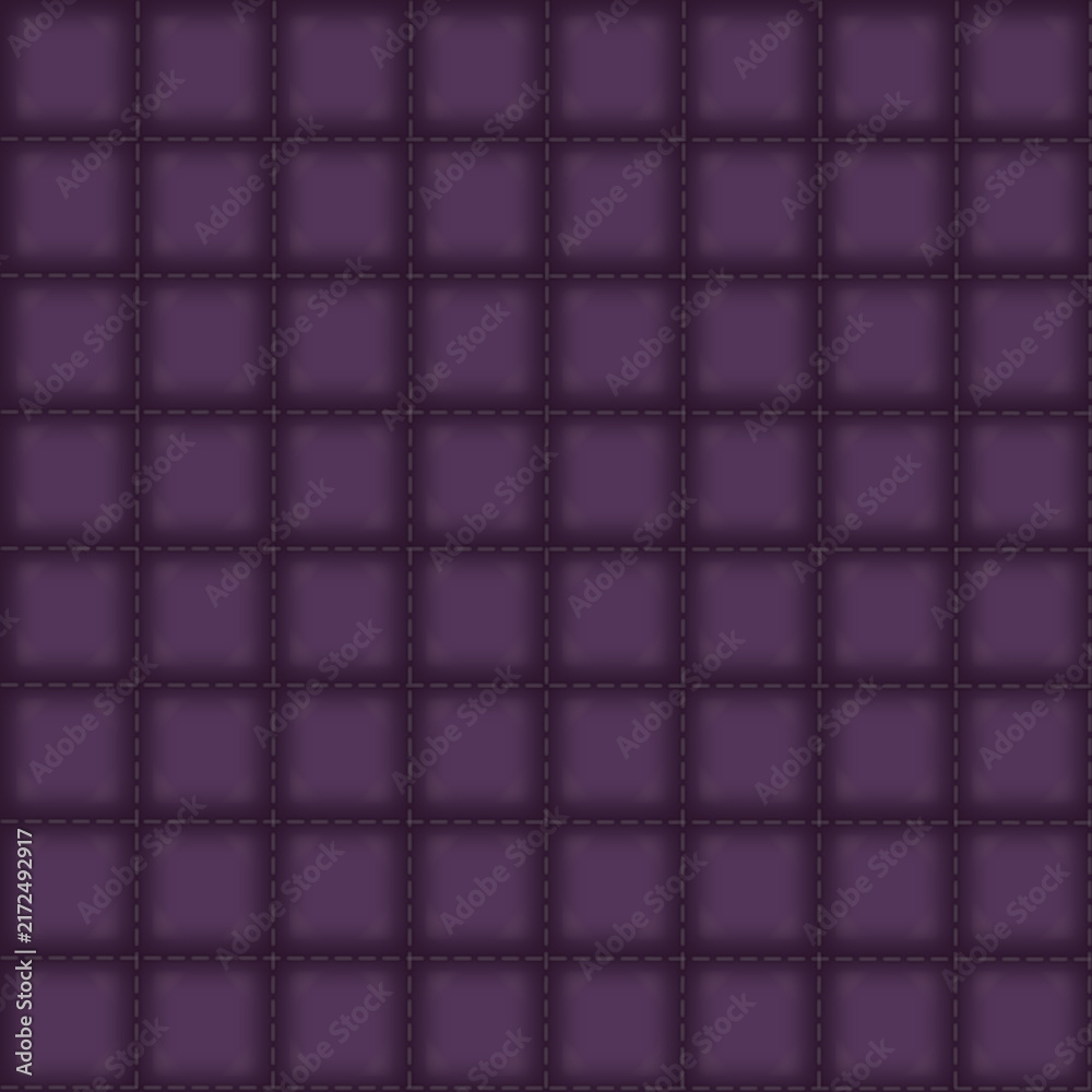 Naklejka premium Quilted Leather or Felt Purple Material Seamless Pattern with Smooth Texture and Threaded Seems