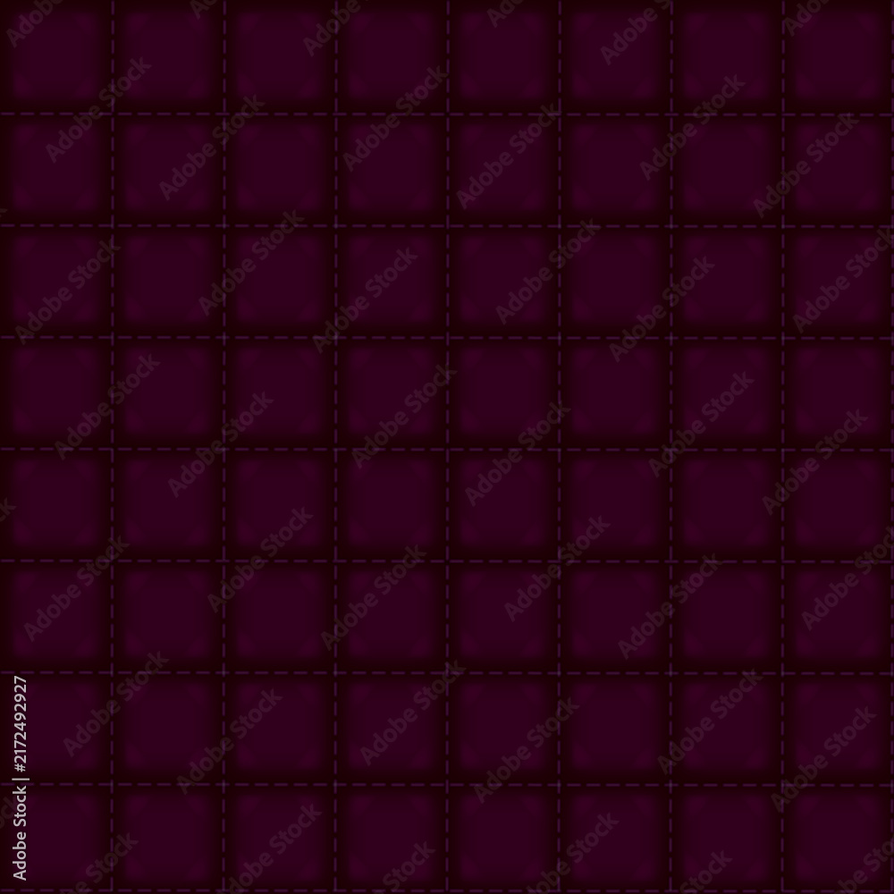 Naklejka premium Quilted Leather or Felt Burgundy Red Material Seamless Pattern with Smooth Texture and Threaded Seems