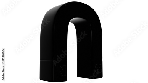 Konstfotografi Illustration of a horseshoe-shaped permanent magnet with positive and negative poles marked on a transparent background