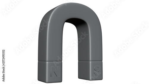 Canvastavla Illustration of a horseshoe-shaped permanent magnet with positive and negative poles marked on a transparent background