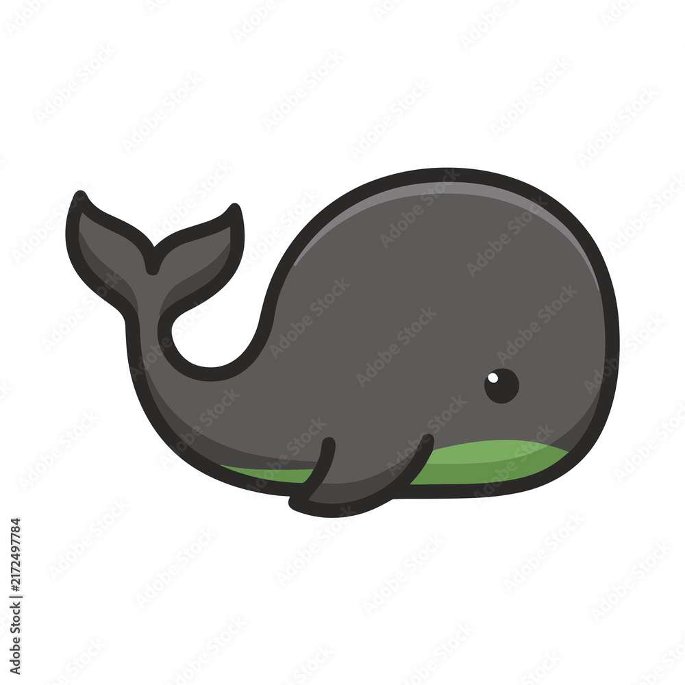 Fototapeta premium Cute cartoon whale isolated on transparent background