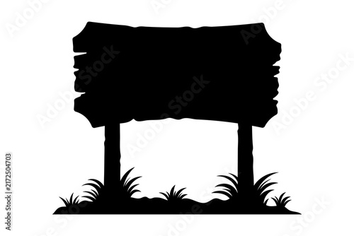 Signpost icon. Black silhouette. Horizontal front view. Vector simple flat graphic illustration, hand drawn. Isolated on white background.