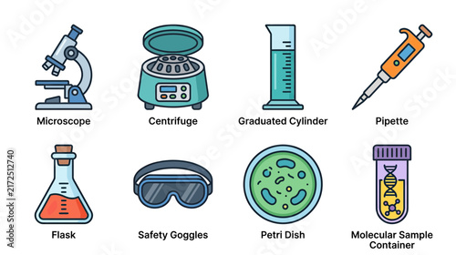 Foto Set of Laboratory Equipment Icons Isolated