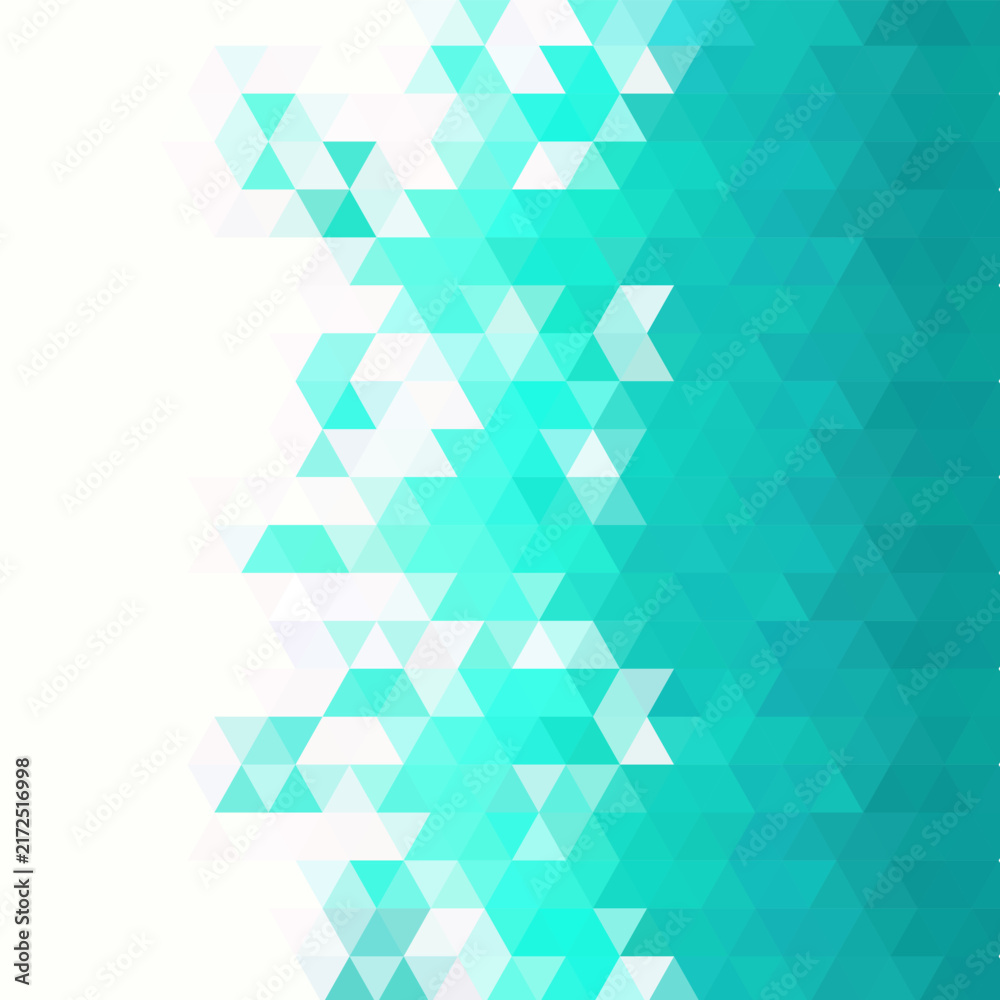 Obraz premium Abstract geometric background with smooth gradient of turquoise, mint and white triangles seamless pattern. eps 10