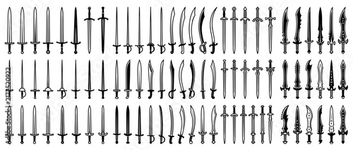 Foto Collection of diverse sword illustrations on transparent background