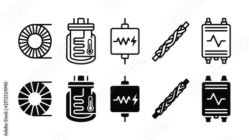 SMES Grid Line and Solid Icon Pack For Grid UI | SMES Grid, SMES, Magnetic, Energy, Storage - Modern Professional and Editable Vector Icon Set