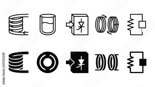 SMES Systems Line and Solid Icon Pack For Energy UI | SMES Systems, SMES, Magnetic, Energy, Storage - Clean Modern and Editable Vector Icon Set