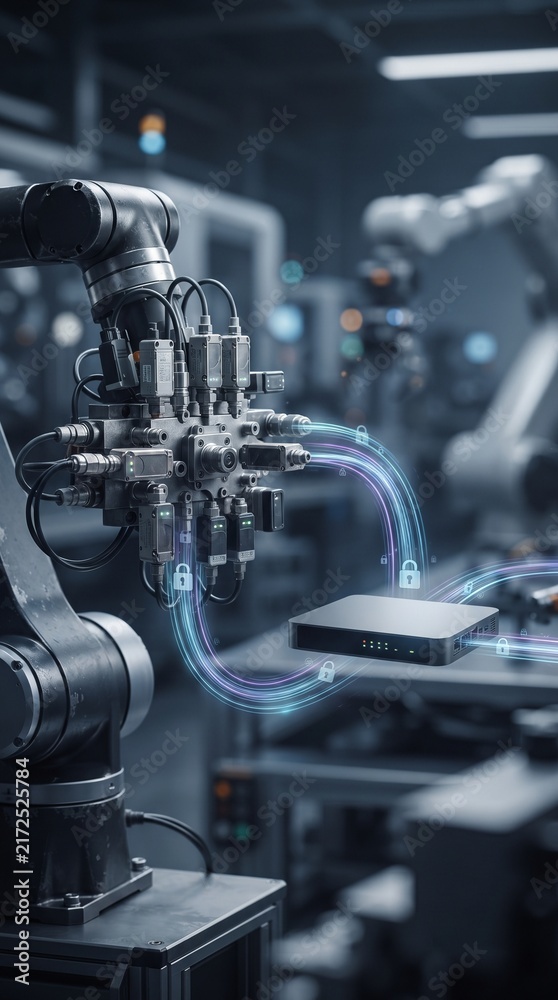 Fototapeta premium Quantum Encrypted Communications Between Industrial IoT Sensors