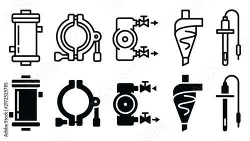 Processing Vessels Line and Solid Icon Pack For Industry | Processing Vessels, extraction, equipment, process, SFE - Modern and Editable Vector Icons