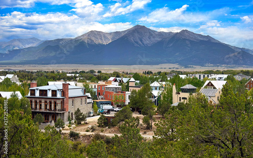 Town of Buena Vista, Colorado, with Mount Princeton in the background