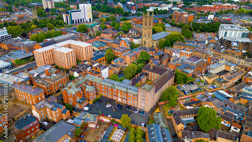 Canvastavla Aerial view of Derby cathedral quarter and modern building infrastructure