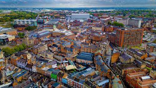 Foto High angle aerial cityscape of Derby infrastructure and urban development