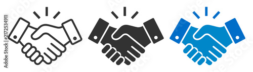 Handshake Icon Set for Business and Partnership