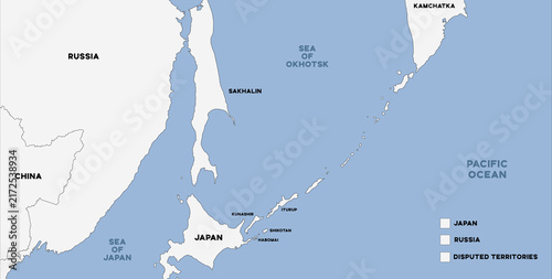 Map of Northern Japan and the Kuril Islands Illustrating Territorial Dispute