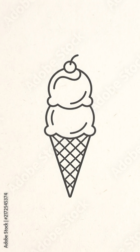 Ice cream cone line art graphic design
