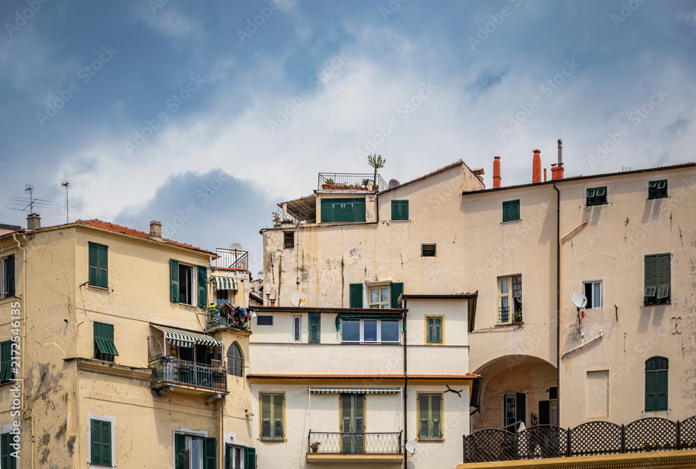 Fototapeta premium Traditional colorful Mediterranean houses in the Old Town of Sanremo, Italy