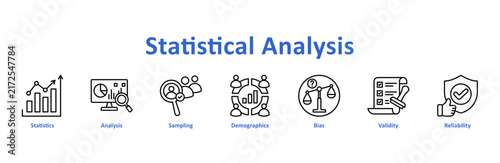 Bild auf Leinwand Statistical Analysis web Icon Banner and Collection with line art style