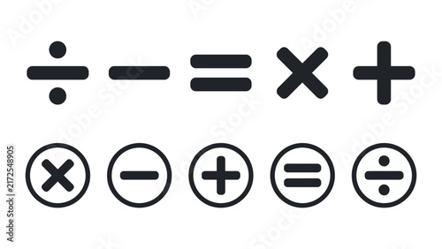 Bild auf Leinwand Mathematical operation symbols including addition, subtraction, multiplication,