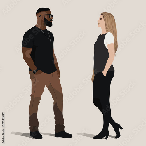 Black man woman date isolated