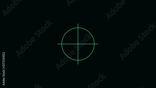Green digital crosshair target overlay for gaming and hud interface animation 4k reticle