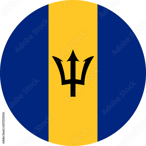 Round Barbados Flag Vector Icon Circular Barbadian Flag Button Element