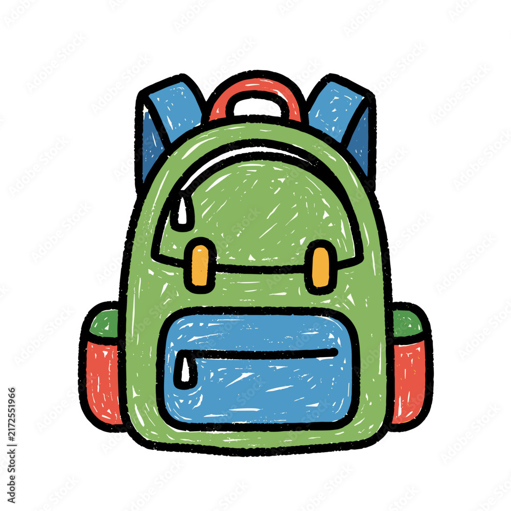 Fototapeta premium Colorful hand drawn school backpack vector illustration