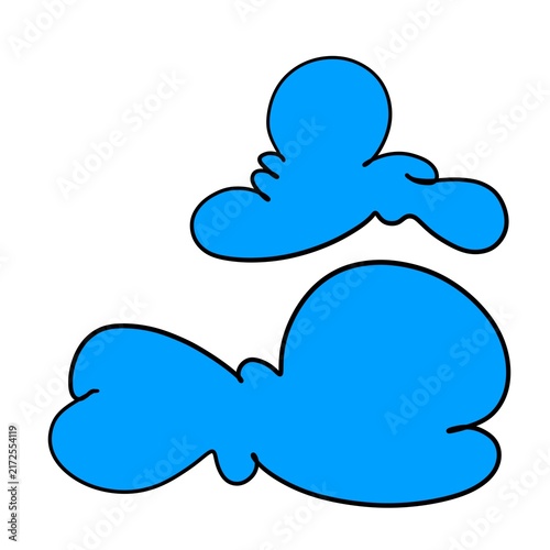 Playful Blue Organic Shapes With Black Outlines