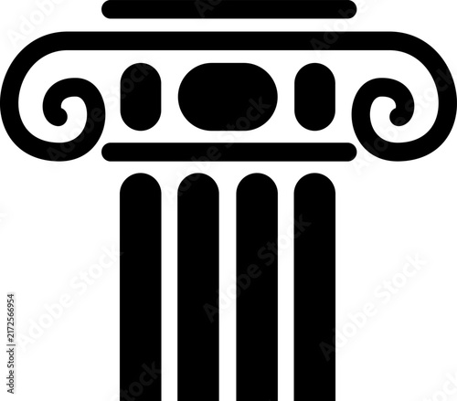 Black Ionic Greek Column Capital Minimalist Architectural Icon