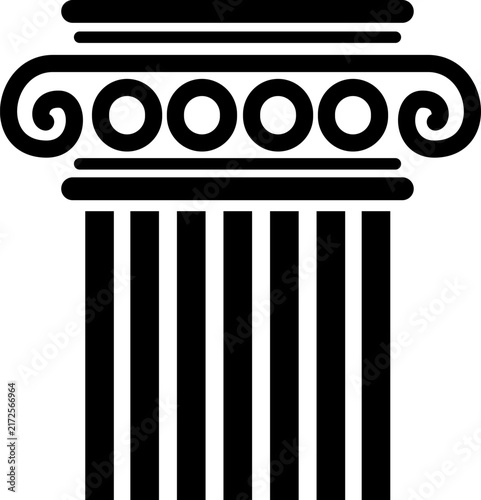 Ionic Column Icon Greek Roman Architecture Law Justice Symbol Illustration
