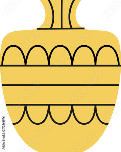 Minimalist Yellow Ceramic Vase Illustration with Scalloped Pattern