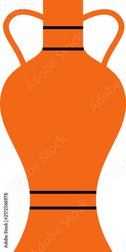Ancient Orange Greek Amphora Vase Pottery with Black Decorative Stripes Isolated Illustration