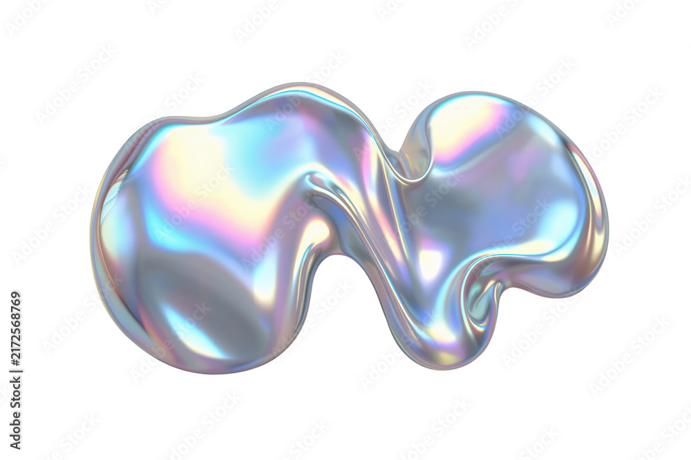 Obraz premium Glossy iridescent abstract liquid blob