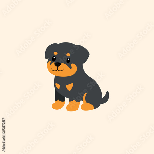 Cute Rottweiler Dog Cartoon Vector, Pet Dog Character