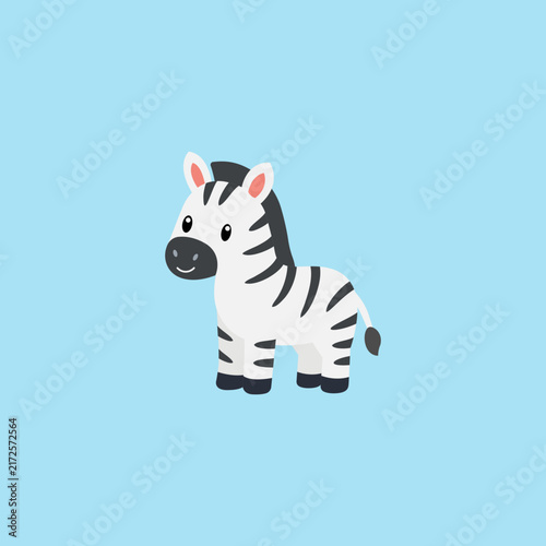 Cute Zebra Cartoon Vector, Safari Animal Character