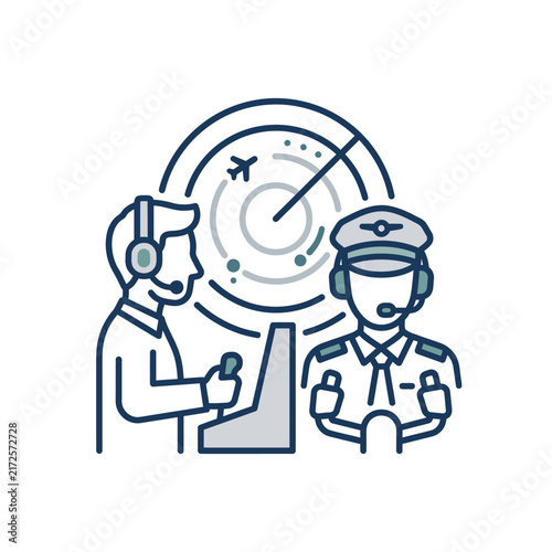 Air traffic control operators monitoring flight radar screens.