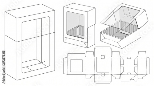 Packaging Box with Window Die-cut Template and 3D Visuals for Product Display Design