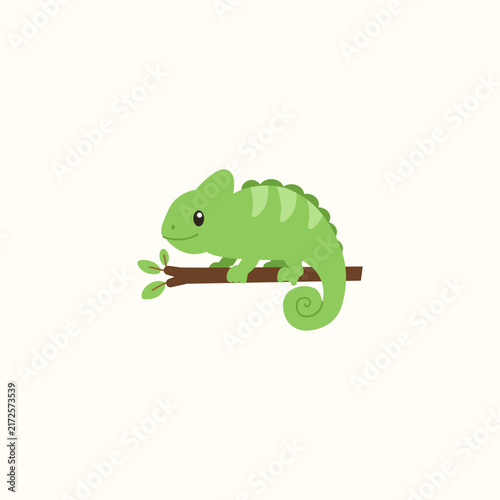Cute Chameleon Cartoon Vector, Wild Reptile Character