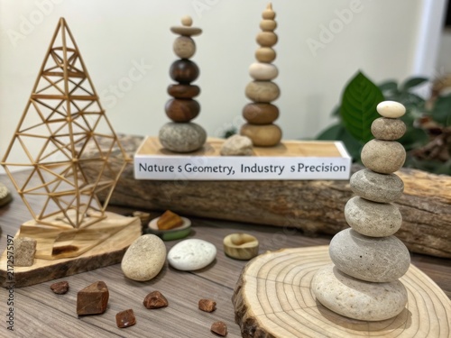 Obraz na płótnie Balanced Stone Stacks Creating Organic Geometric Forms