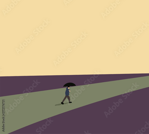 People walking on street with umbrella for protect sun or rain. Tropical country