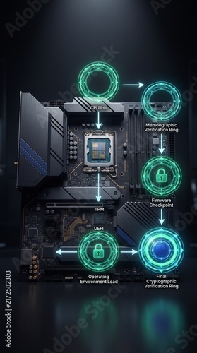 Obraz na płótnie Secure Boot Verification Chain Powered by Hardware Cryptography