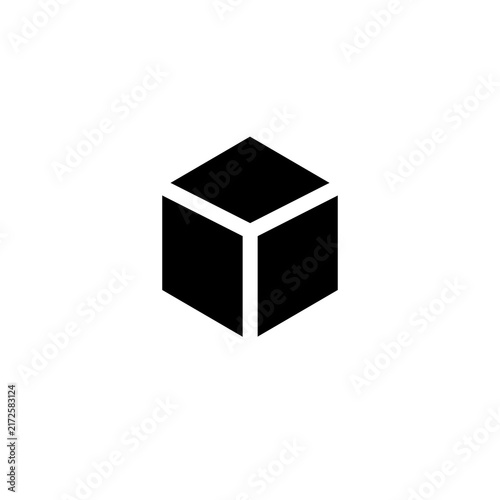 3D black and white cube icon for modern design, minimalist geometric logo or abstract symbol element