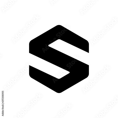 Minimalist Letter S Hexagon Logo Icon Isolated on White Background
