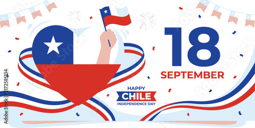 Happy chilean independence day celebration background with september