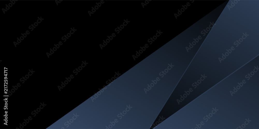 Obraz premium Abstract black and dark navy blue geometric background with overlapping diagonal angular layers. Luxury minimalist corporate layout for business presentations, covers, and web banners.