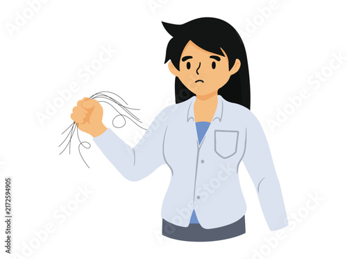 Woman Holding a Clump of Hair
