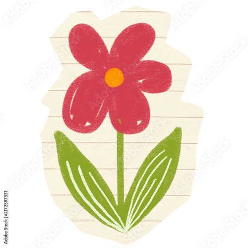 Handdrawn Crayon Flower Kids Style